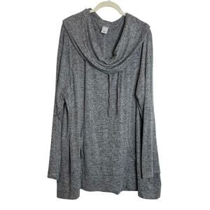 Livi Active Women’s Knit Sweater 26/28 Gray Heather Cowl Neck Long Sleeve Rayon